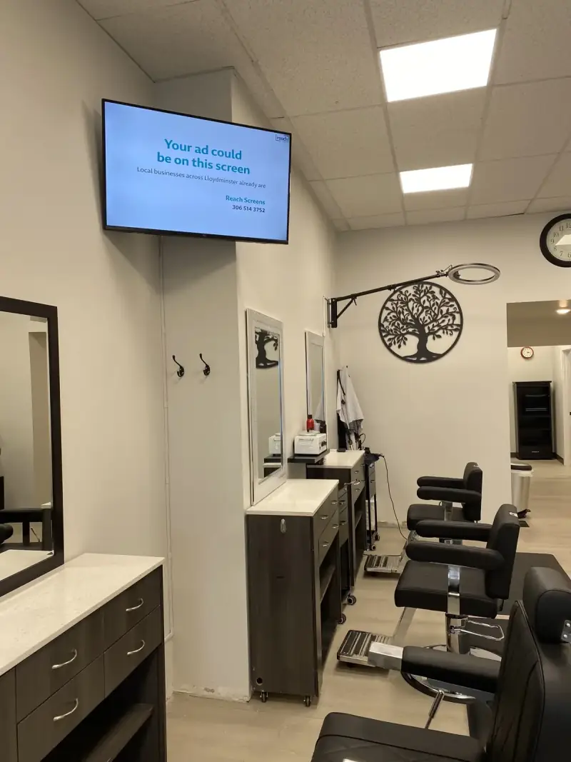 Barber shop with digital screen
